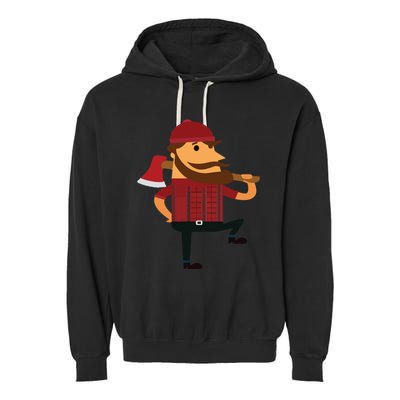 Lumberjack Hipster Mountain Man Flannel Axe Tee Garment-Dyed Fleece Hoodie
