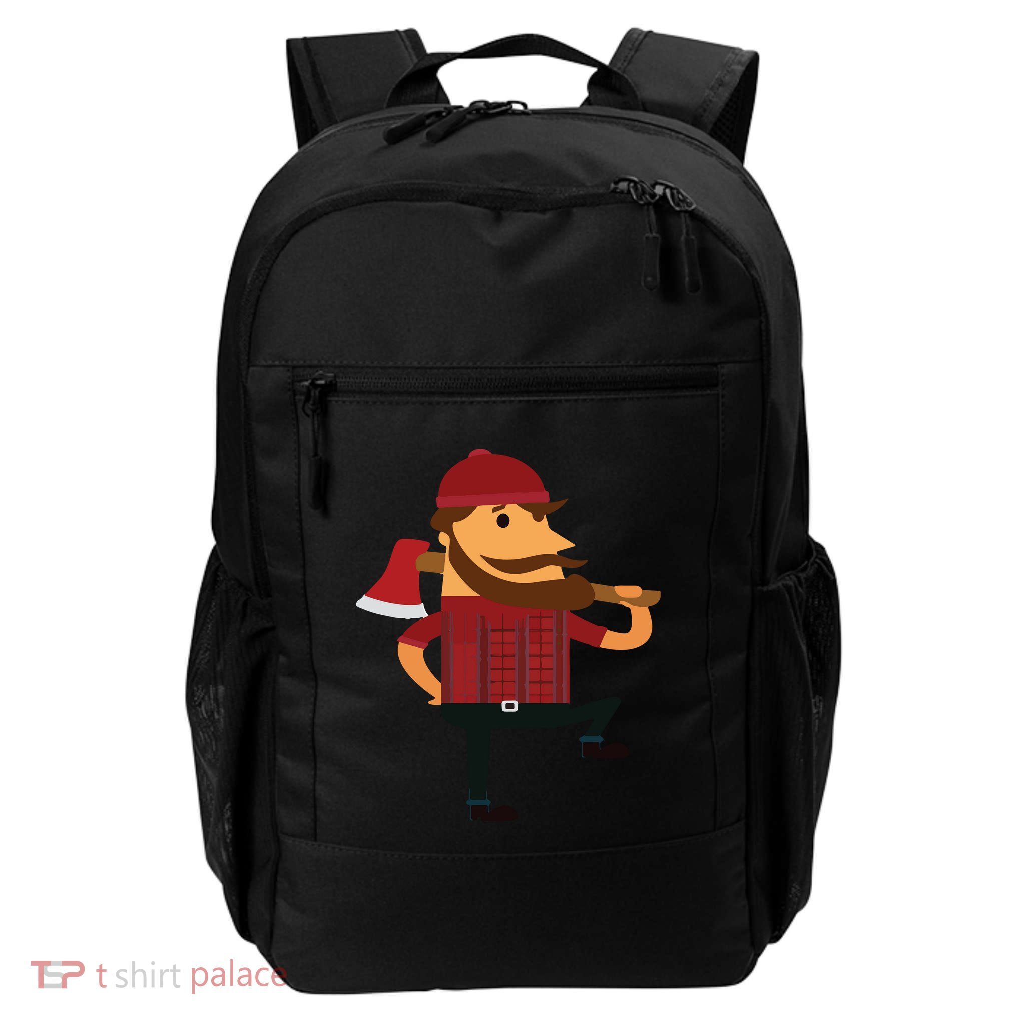 Lumberjack Hipster Mountain Man Flannel Axe Tee Backpack