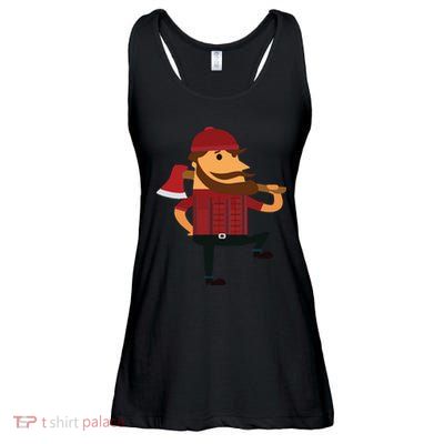 Lumberjack Hipster Mountain Man Flannel Axe Tee Ladies Essential Flowy Tank