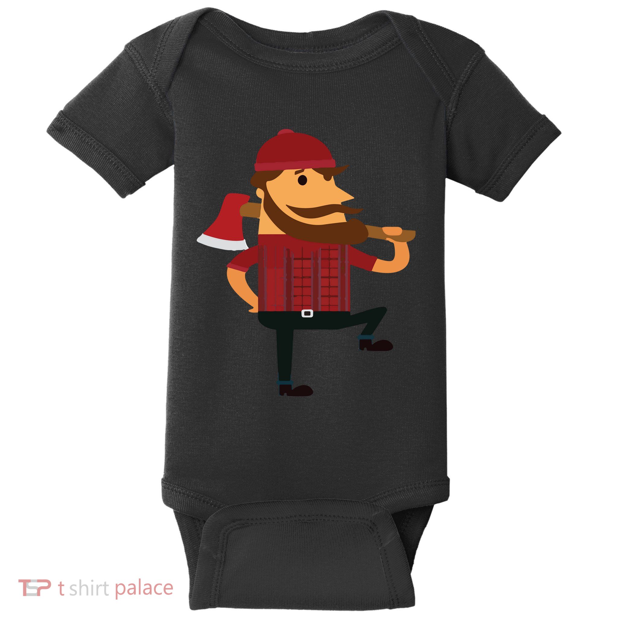 Lumberjack Hipster Mountain Man Flannel Axe Tee Baby Bodysuit