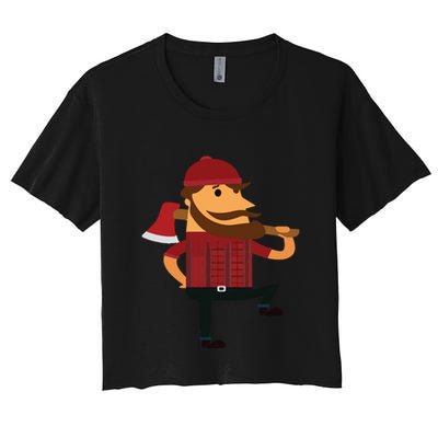 Lumberjack Hipster Mountain Man Flannel Axe Tee Crop Top
