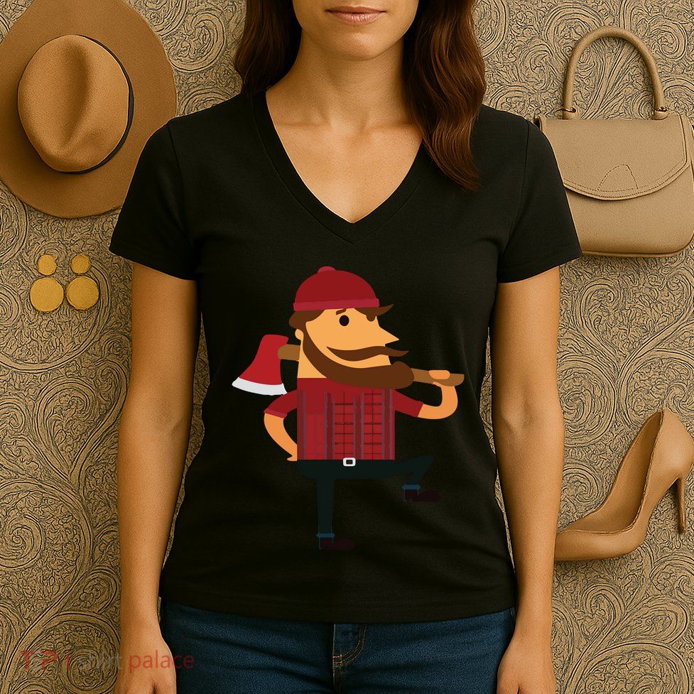 Lumberjack Hipster Mountain Man Flannel Axe Tee Women's V-Neck T-Shirt