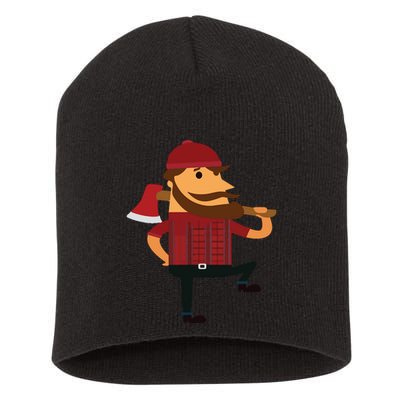 Lumberjack Hipster Mountain Man Flannel Axe Tee Short Acrylic Beanie