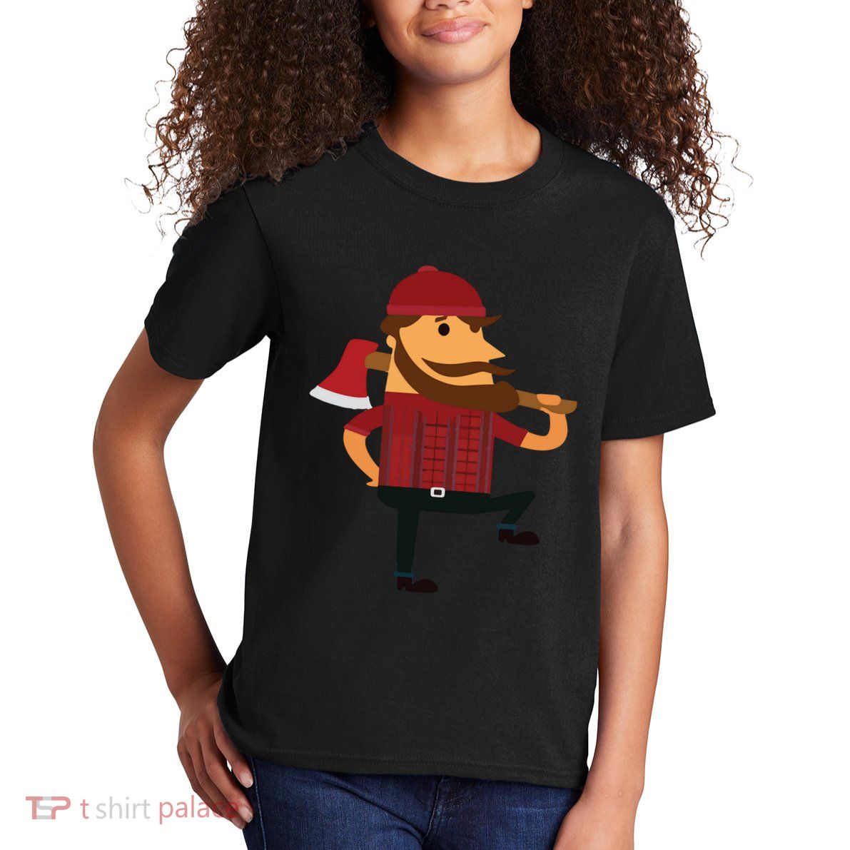 Lumberjack Hipster Mountain Man Flannel Axe Tee Kids T-Shirt
