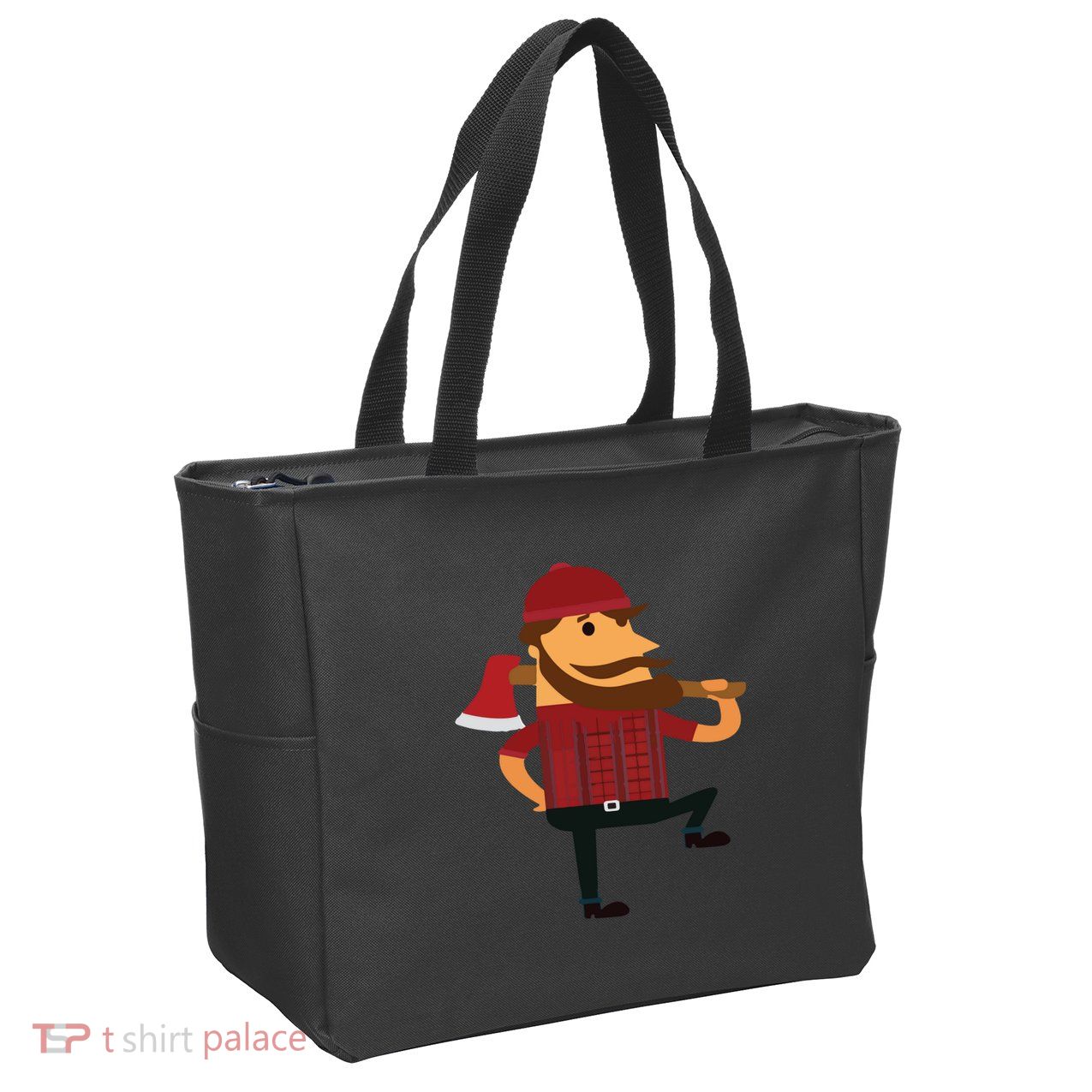 Lumberjack Hipster Mountain Man Flannel Axe Tee Zip Tote Bag