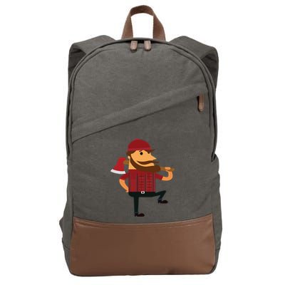 Lumberjack Hipster Mountain Man Flannel Axe Tee Cotton Canvas Backpack