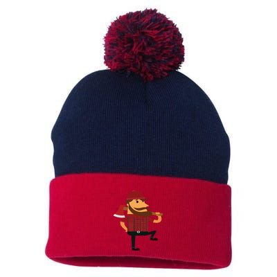 Lumberjack Hipster Mountain Man Flannel Axe Tee Pom Pom 12in Knit Beanie
