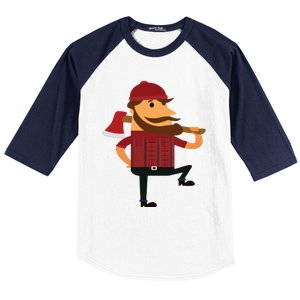 Lumberjack Hipster Mountain Man Flannel Axe Tee Baseball Sleeve Shirt