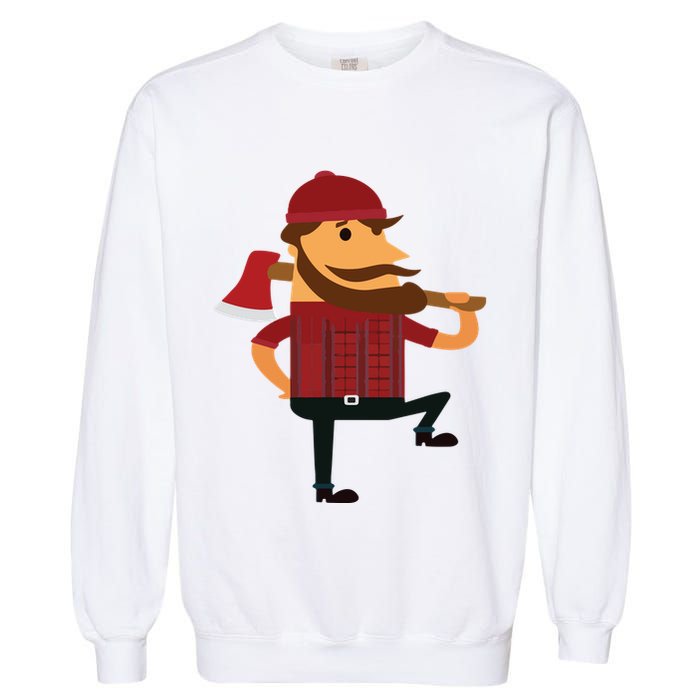 Lumberjack Hipster Mountain Man Flannel Axe Tee Garment-Dyed Sweatshirt