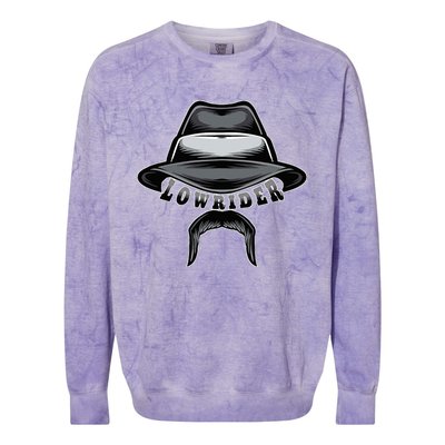 Lowrider Hat & Moustache Chicano Cholo Latino Low Rider Colorblast Crewneck Sweatshirt