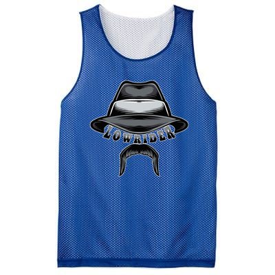 Lowrider Hat & Moustache Chicano Cholo Latino Low Rider Mesh Reversible Basketball Jersey Tank