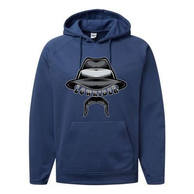 Lowrider Hat & Moustache Chicano Cholo Latino Low Rider Performance Fleece Hoodie