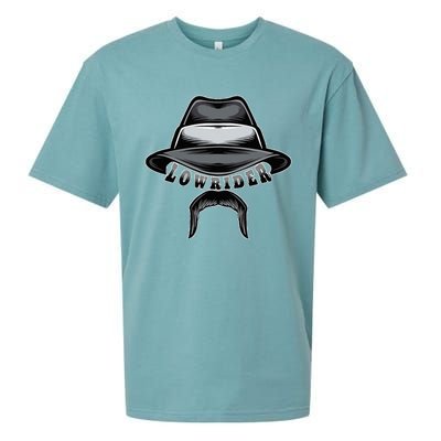 Lowrider Hat & Moustache Chicano Cholo Latino Low Rider Sueded Cloud Jersey T-Shirt