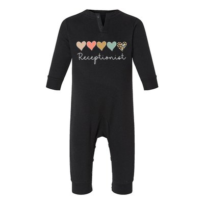 Leopard Hearts Matching Valentines Day For Receptionist Gift Infant Fleece One Piece