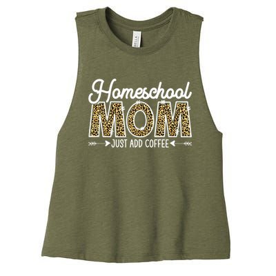 Leopard Homeschool Mom Mama Coffee Mothers Day Gift Women's Racerback Cropped Tank