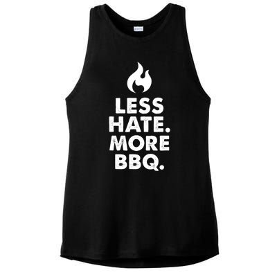 Less Hate More Bbq Smoke Meat Flame Quote Home Cook Dad Gift Ladies PosiCharge Tri-Blend Wicking Tank