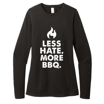 Less Hate More Bbq Smoke Meat Flame Quote Home Cook Dad Gift Womens CVC Long Sleeve Shirt