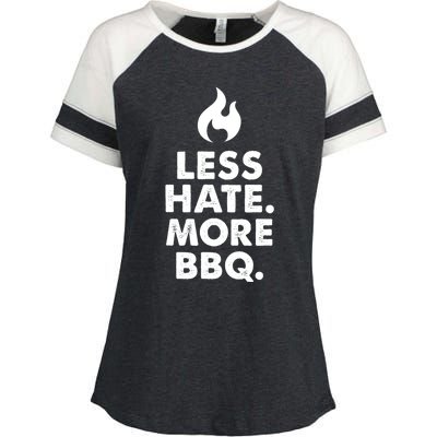 Less Hate More Bbq Smoke Meat Flame Quote Home Cook Dad Gift Enza Ladies Jersey Colorblock Tee