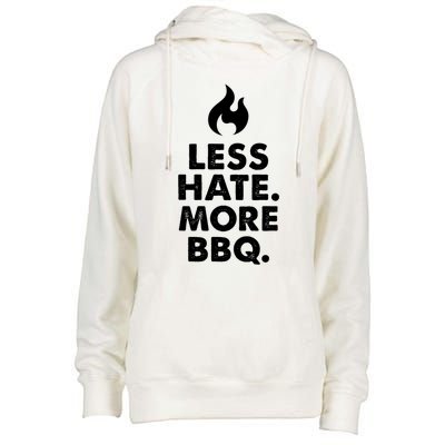 Less Hate More Bbq Smoke Meat Flame Quote Home Cook Dad Gift Womens Funnel Neck Pullover Hood