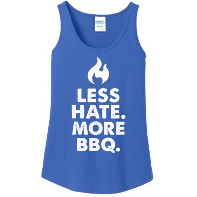 Less Hate More Bbq Smoke Meat Flame Quote Home Cook Dad Gift Ladies Essential Tank