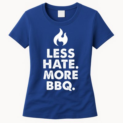 Less Hate More Bbq Smoke Meat Flame Quote Home Cook Dad Gift Women's T-Shirt