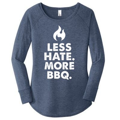 Less Hate More Bbq Smoke Meat Flame Quote Home Cook Dad Gift Women's Perfect Tri Tunic Long Sleeve Shirt