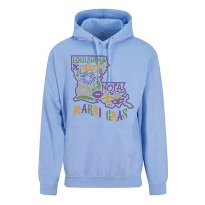 Louisiana Home Mardi Gras Louisiana Mardi Gras Carnival Louisiana Map Unisex Surf Hoodie