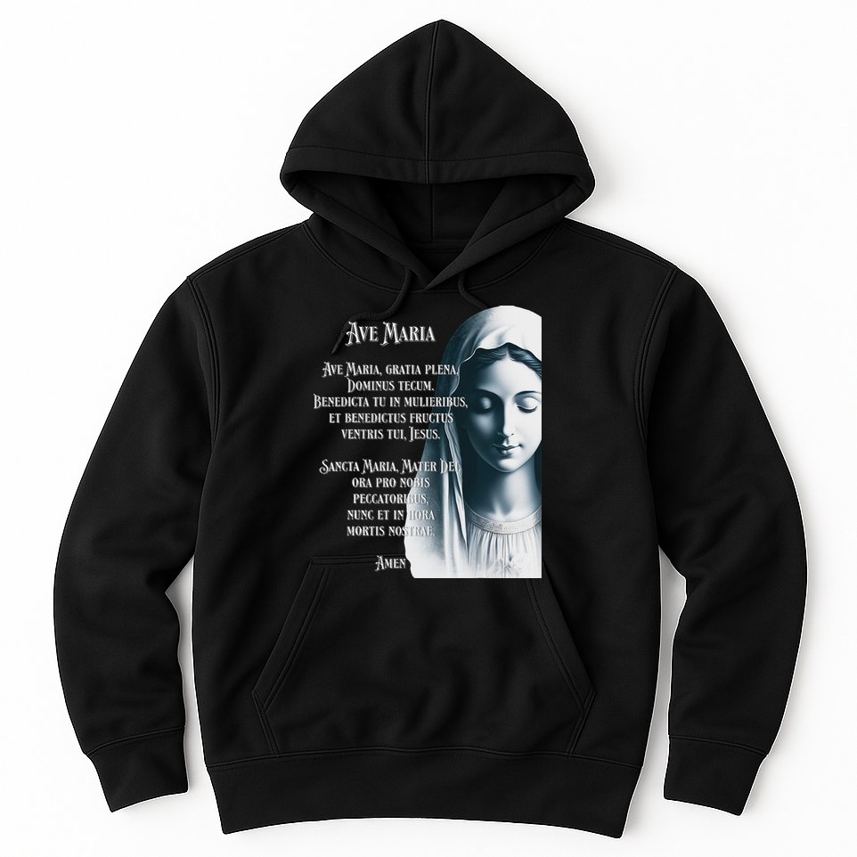 Latin Hail Mary Blessed Mother Rosary Prayer Hoodie