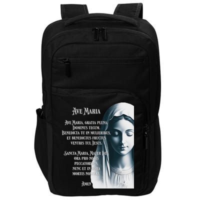 Latin Hail Mary Blessed Mother Rosary Prayer Impact Tech Backpack
