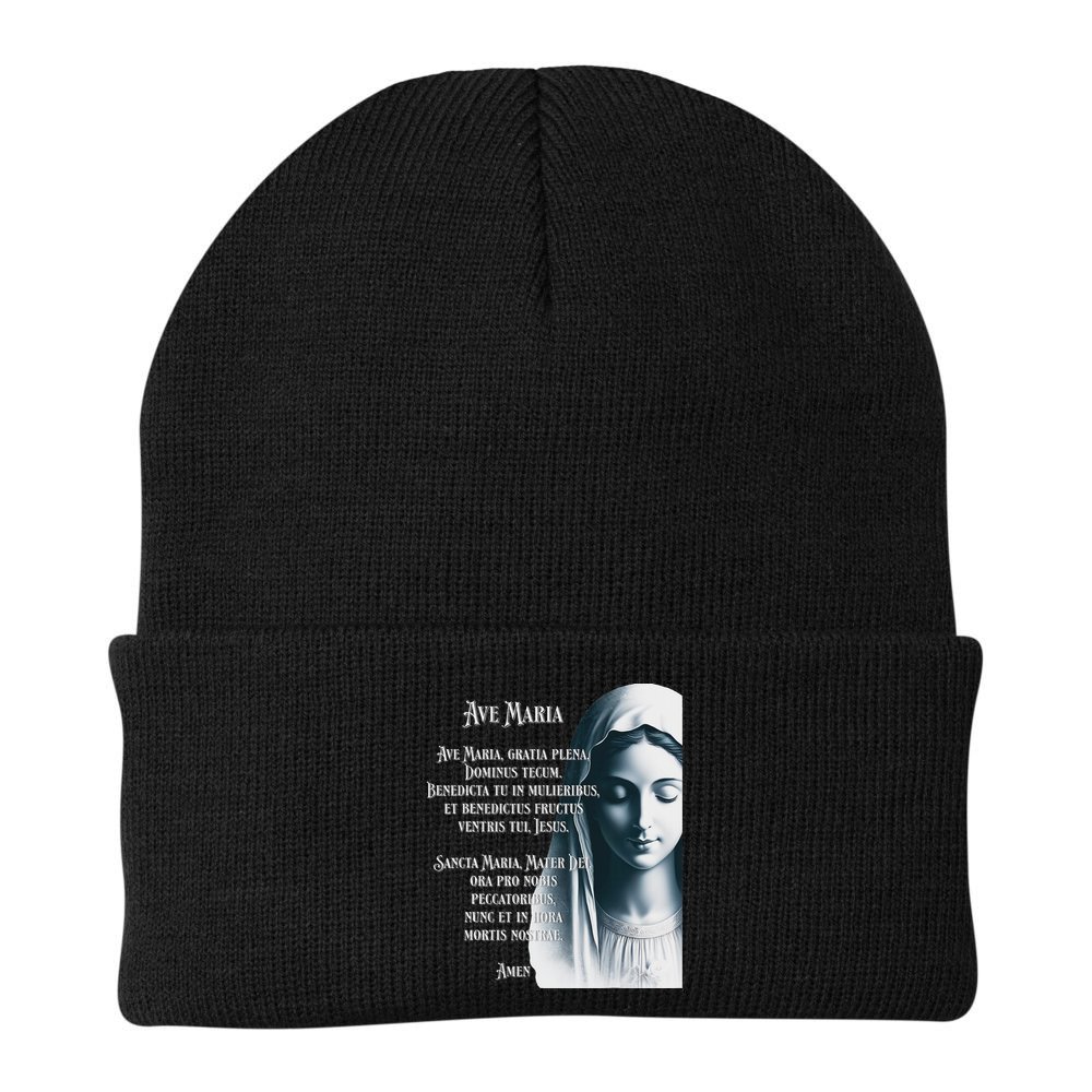 Latin Hail Mary Blessed Mother Rosary Prayer Beanie