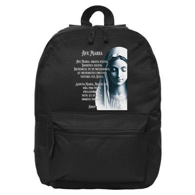 Latin Hail Mary Blessed Mother Rosary Prayer 16 in Basic Backpack