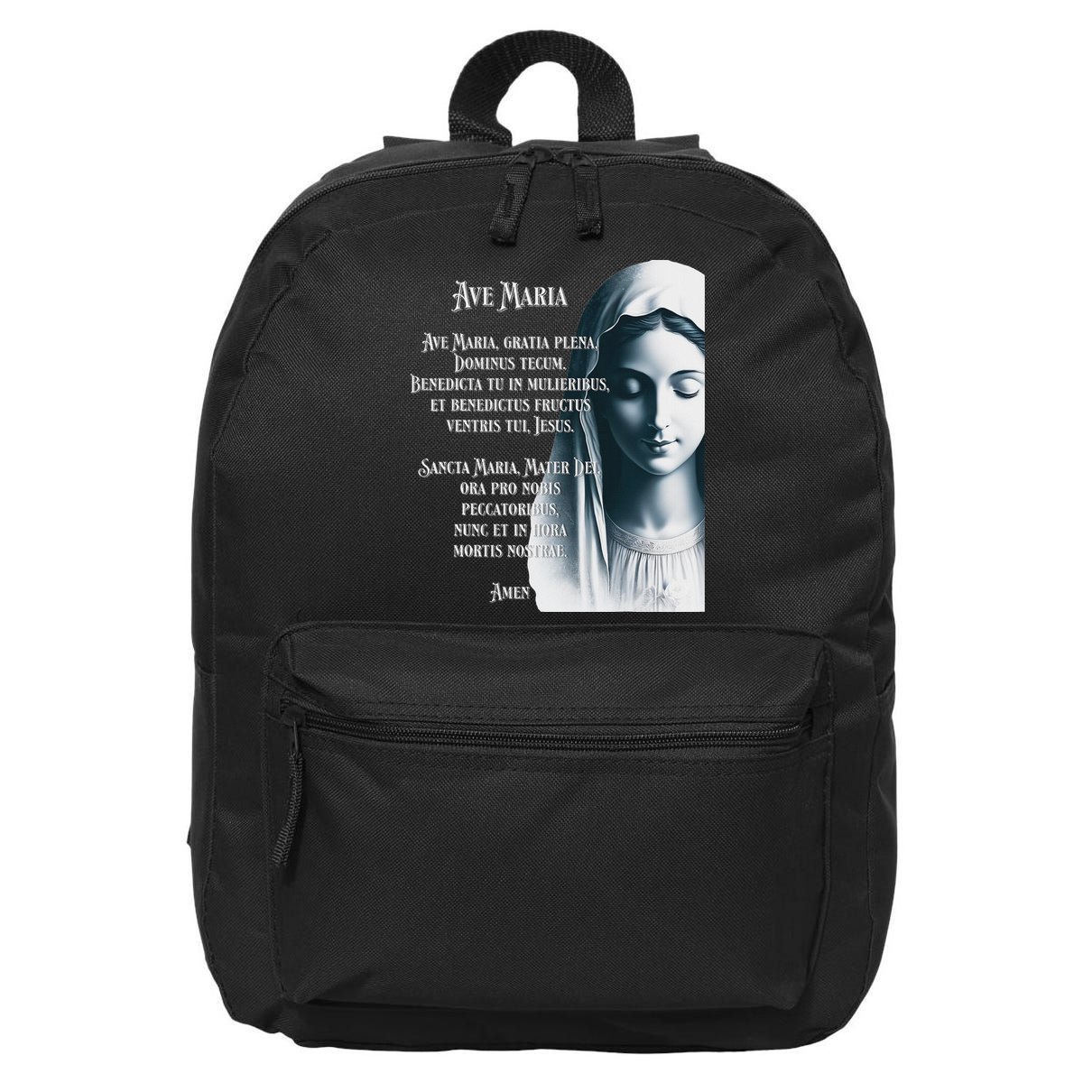 Latin Hail Mary Blessed Mother Rosary Prayer 16 in Basic Backpack