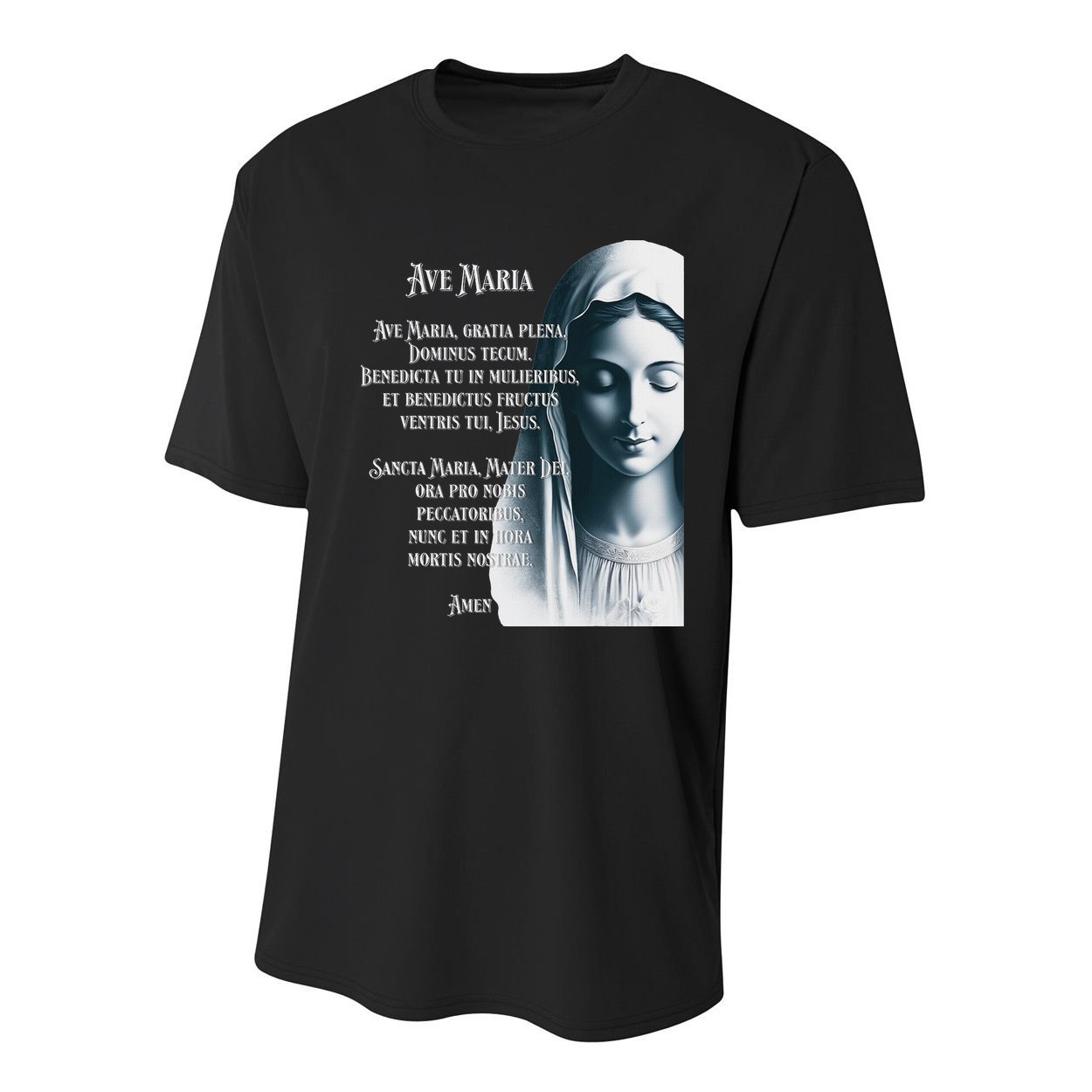 Latin Hail Mary Blessed Mother Rosary Prayer Youth Performance Sprint T-Shirt