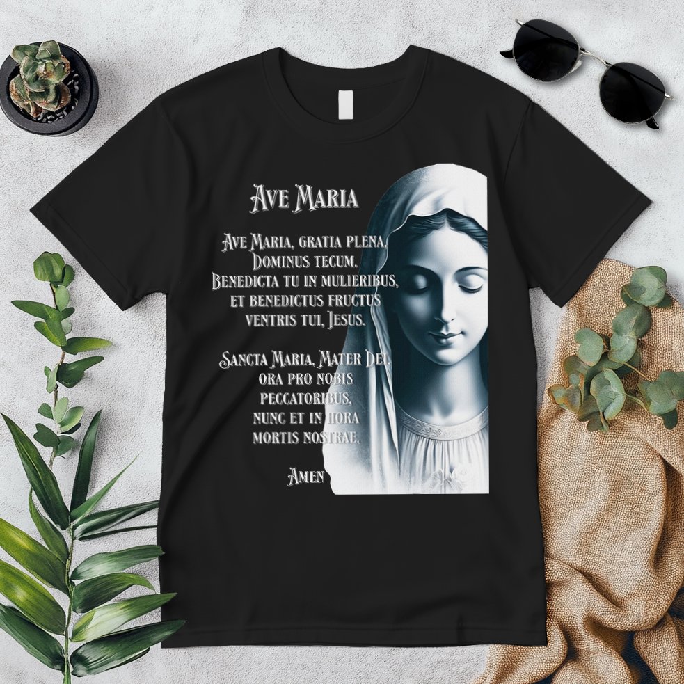 Latin Hail Mary Blessed Mother Rosary Prayer Premium T-Shirt