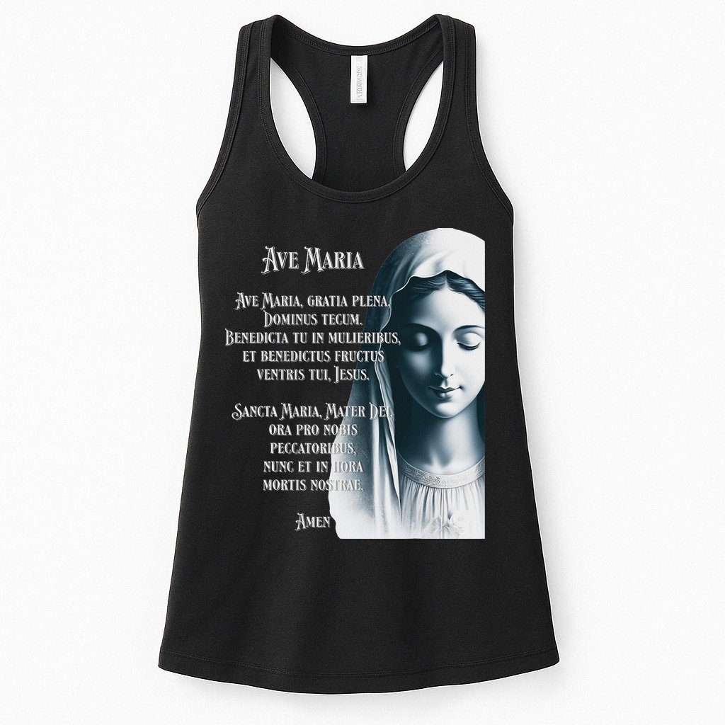 Latin Hail Mary Blessed Mother Rosary Prayer Womens Tank Top