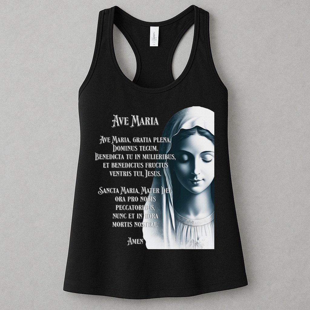 Latin Hail Mary Blessed Mother Rosary Prayer Womens Tank Top