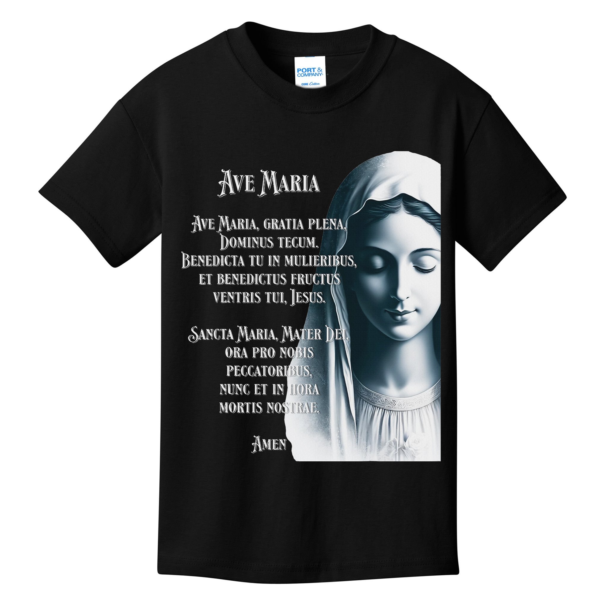Latin Hail Mary Blessed Mother Rosary Prayer Kids T-Shirt