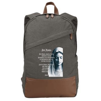 Latin Hail Mary Blessed Mother Rosary Prayer Cotton Canvas Backpack