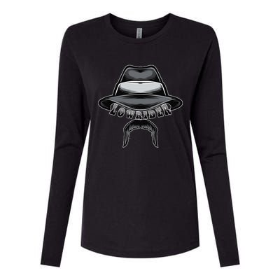 Lowrider Hat & Moustache Chicano Cholo Latino Low Rider Womens Cotton Relaxed Long Sleeve T-Shirt