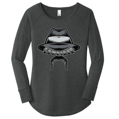 Lowrider Hat & Moustache Chicano Cholo Latino Low Rider Women's Perfect Tri Tunic Long Sleeve Shirt