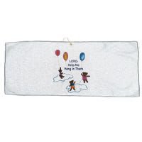 Lord Help Me Hang In There Funny Meme Large Microfiber Waffle Golf Towel