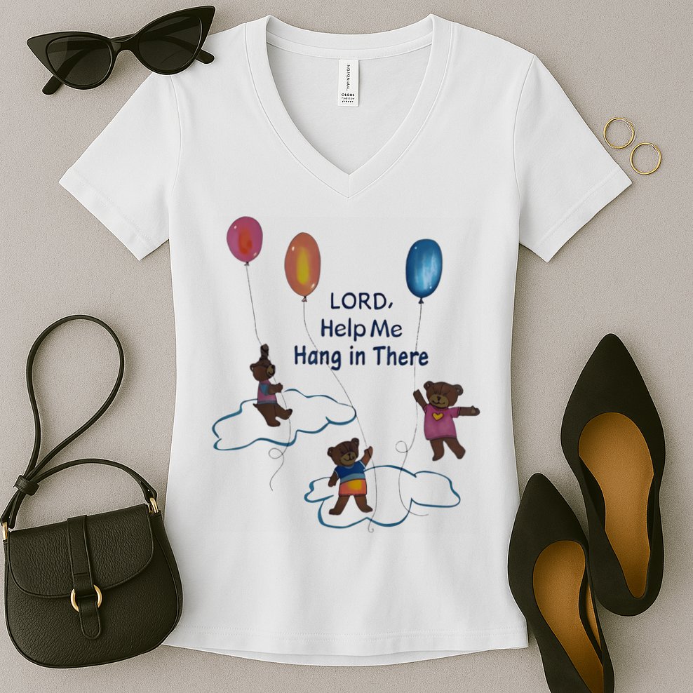 Lord Help Me Hang In There Funny Meme Women's V-Neck T-Shirt