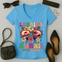 Lahaina Hawaii #Maui Strong Women's V-Neck T-Shirt