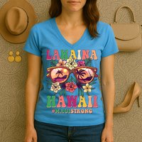 Lahaina Hawaii #Maui Strong Women's V-Neck T-Shirt