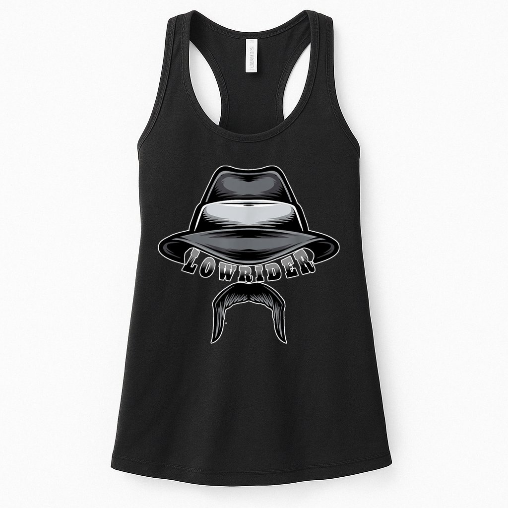 Lowrider Hat & Moustache, Chicano Cholo, Latino Low Rider Womens Tank Top
