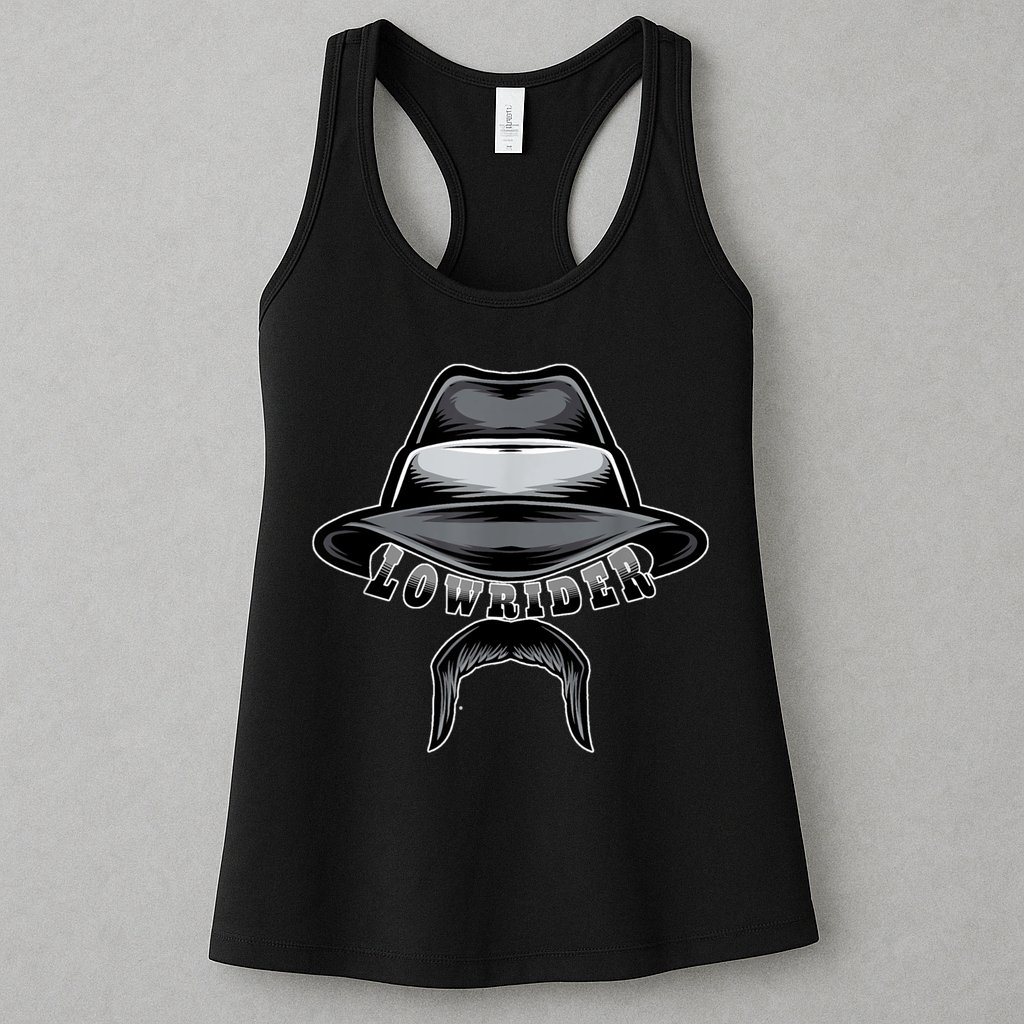 Lowrider Hat & Moustache, Chicano Cholo, Latino Low Rider Womens Tank Top