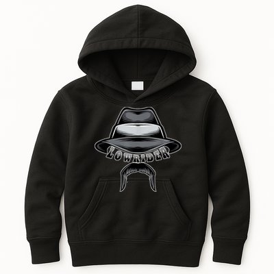 Lowrider Hat & Moustache, Chicano Cholo, Latino Low Rider Kids Hoodie
