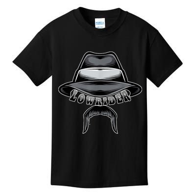 Lowrider Hat & Moustache, Chicano Cholo, Latino Low Rider Kids T-Shirt