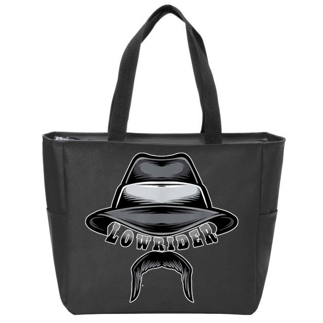 Lowrider Hat & Moustache, Chicano Cholo, Latino Low Rider Zip Tote Bag