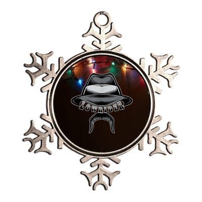 Lowrider Hat & Moustache, Chicano Cholo, Latino Low Rider Metallic Star Ornament